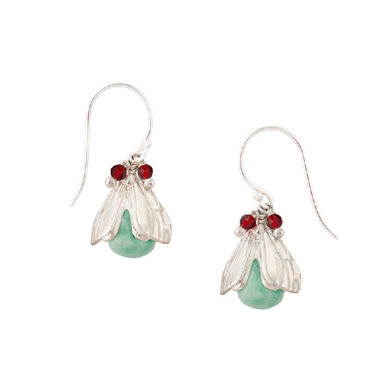 Women’s square earrings-Vivvi Bug Earrings in Amazonite & Carnelian