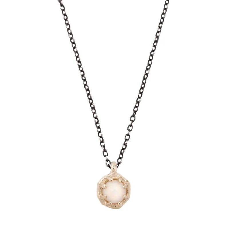 Women’s long pearl necklaces-Small Opal Octagon Necklace