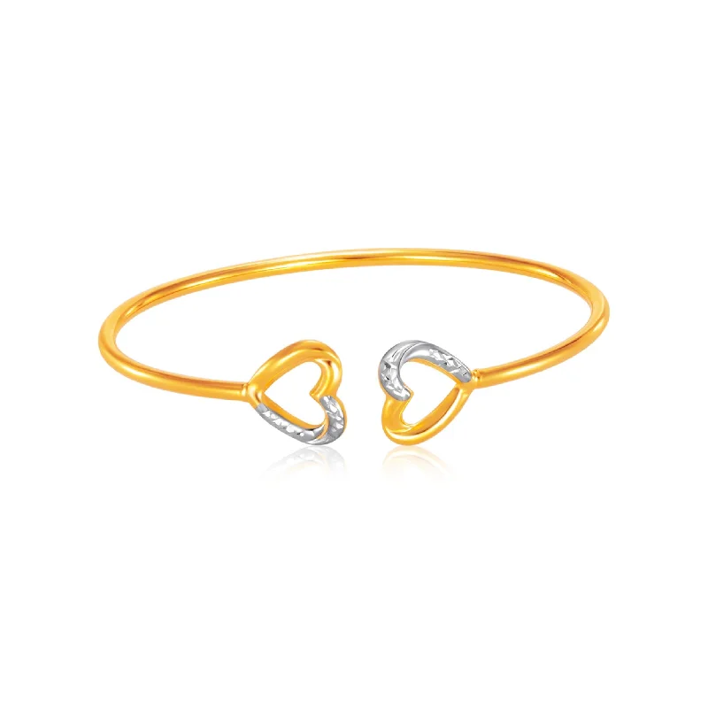 Women’s stacking bracelets-916 Gold Heartbound Cuff Bangle