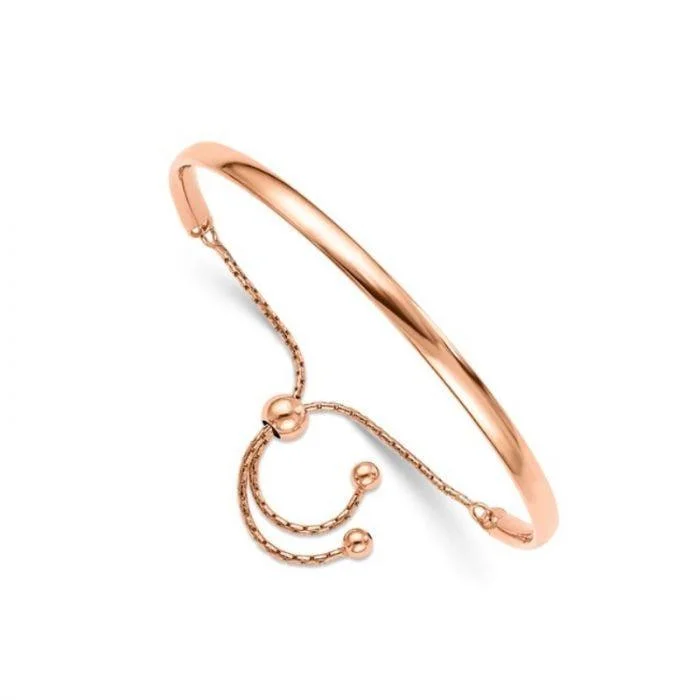 Women’s charm bracelets-Sterling Silver Rose Gold-Plated Women’s Adjustable Bangle