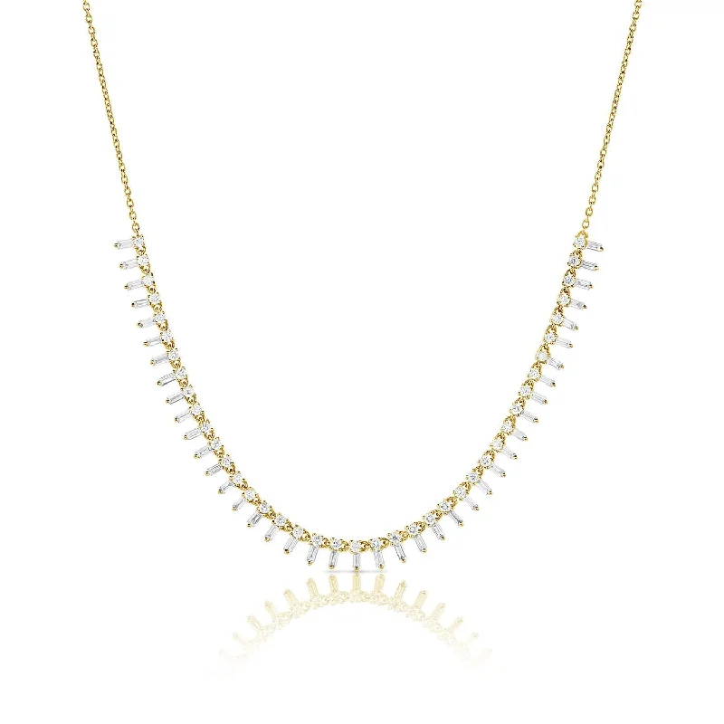 Women’s diamond necklace sets-14k Gold & Diamond Baguette Choker Necklace