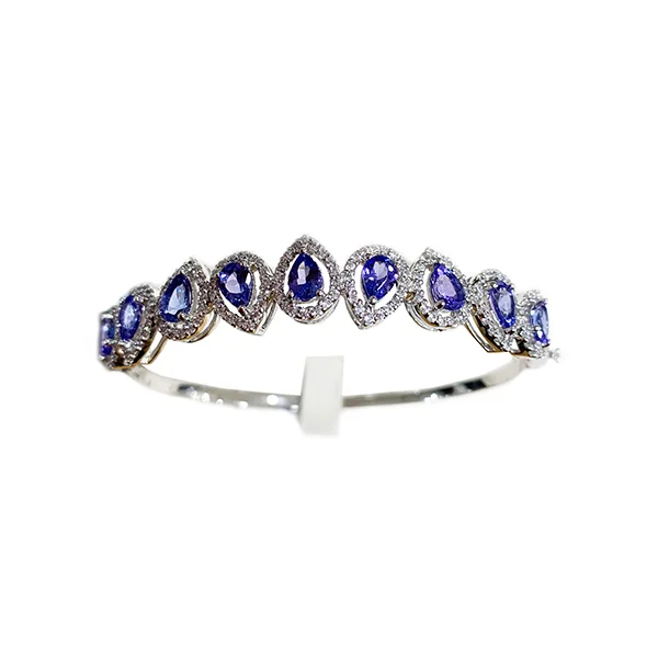 Women’s bangles with charms-Sterling Silver Tanzanite Bangle