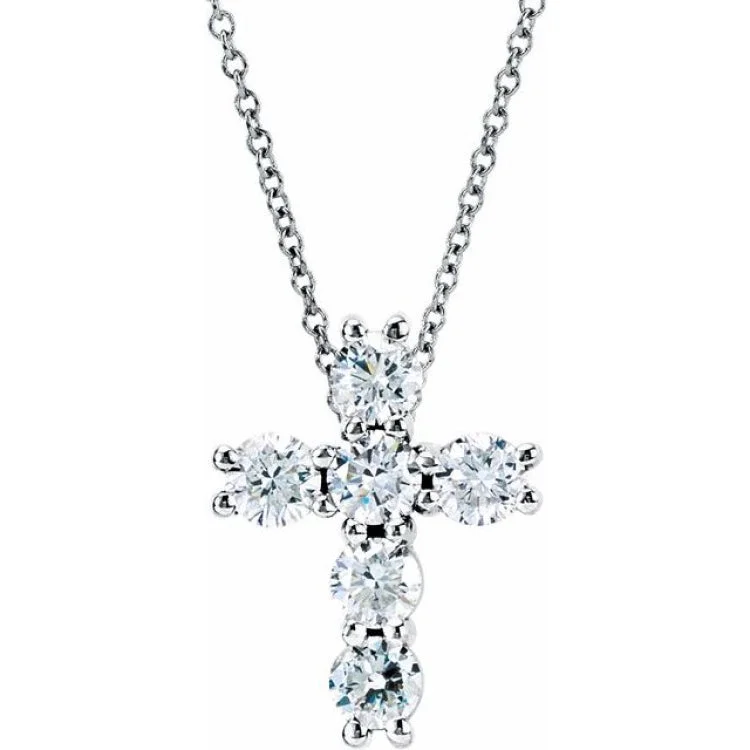 Personalized necklaces for women-14K White 1/2 CTW Natural Diamond Cross 18" Necklace