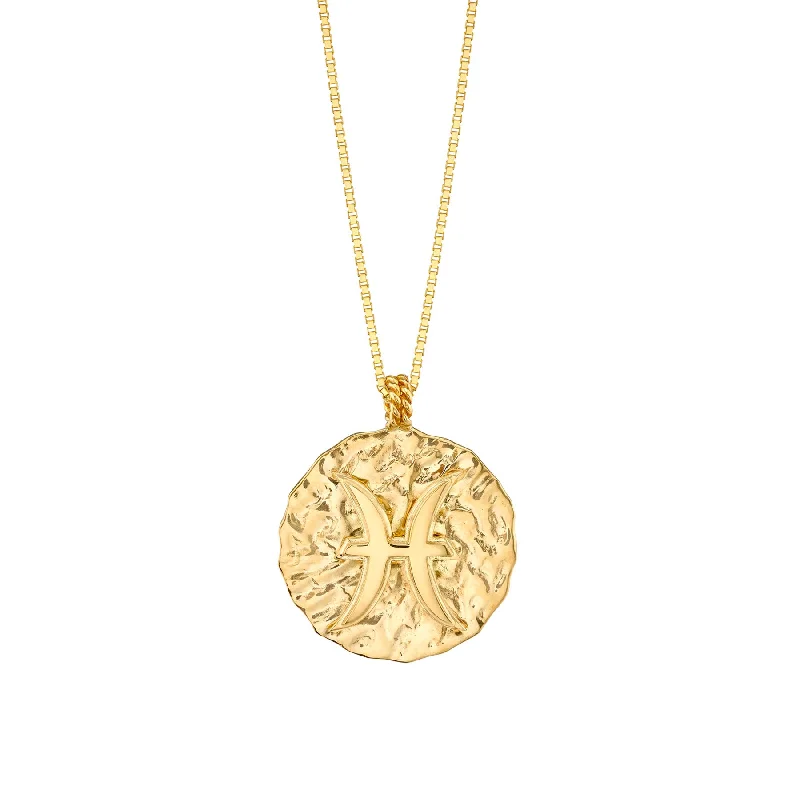 Women’s personalized name necklaces-Zodiac Coin Pendant - 14k Yellow Gold