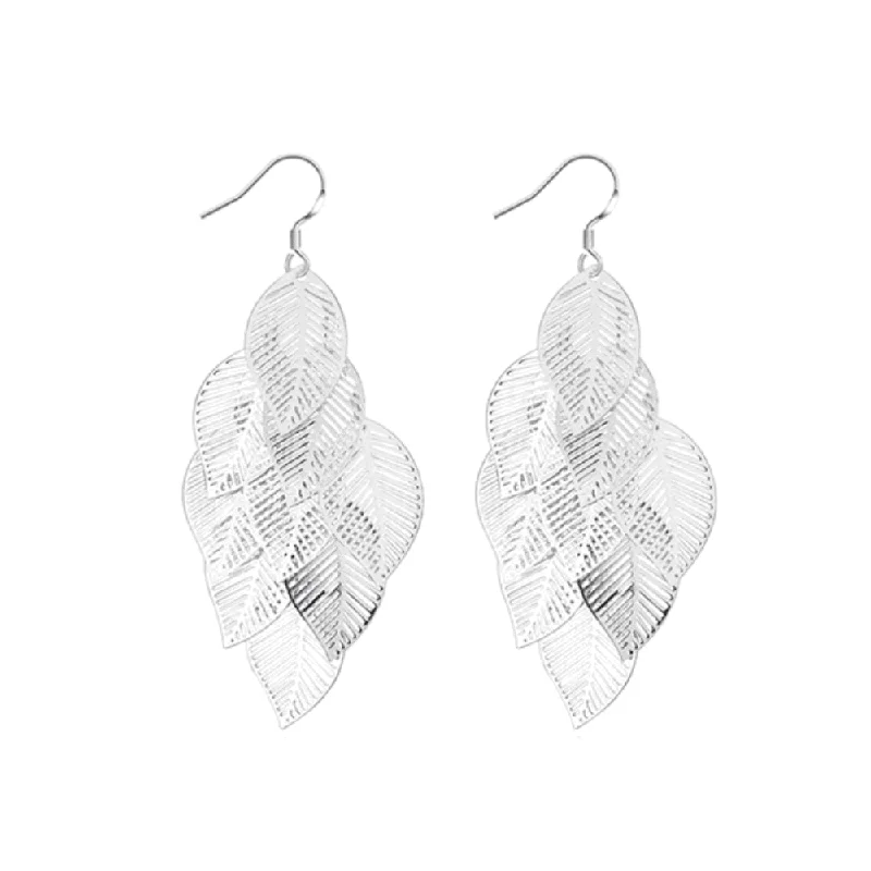 Women’s crystal hoop earrings-Leaf Dangle Earrings