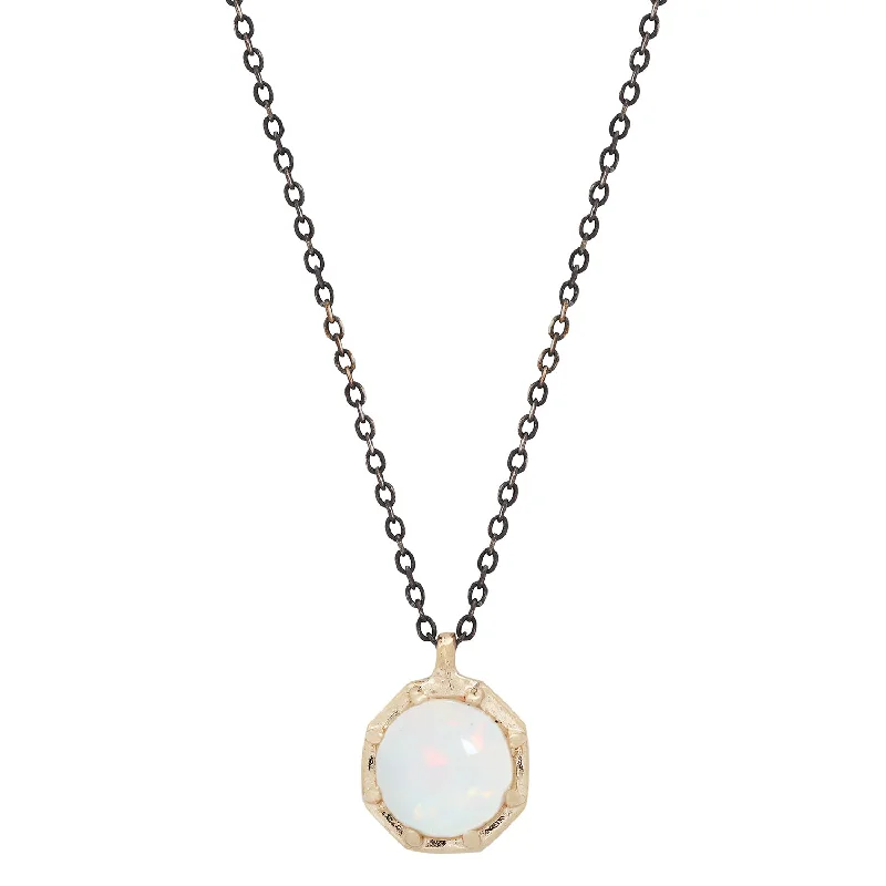 Women’s vintage pendant necklaces-Opal Octagon Necklace