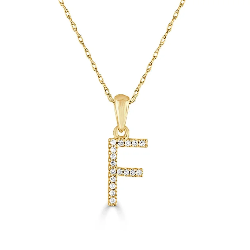 Diamond necklaces for women-14k Gold & Diamond Initial Necklace- F