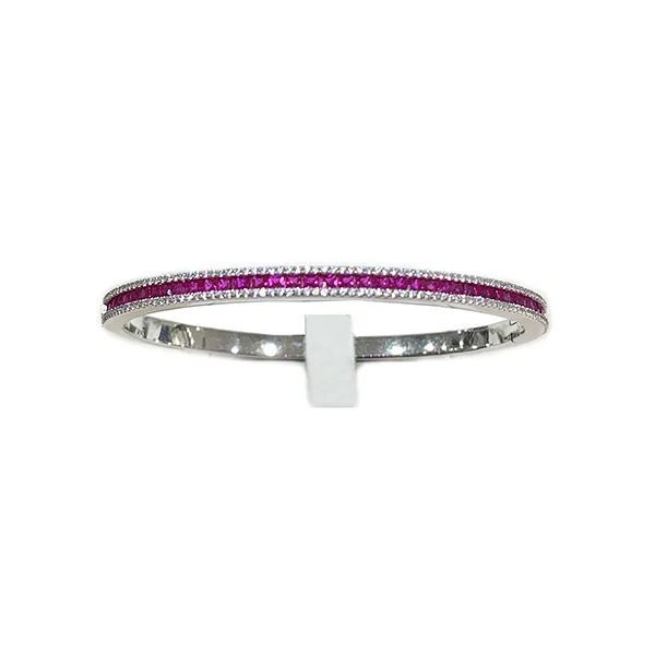 Women’s custom-made bracelets-Sterling Silver Ruby Bangle