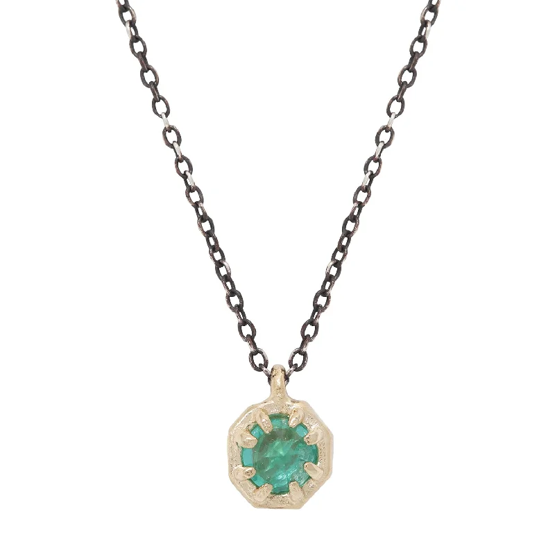 Women’s crystal pendant necklaces-Small Emerald Octagon Necklace