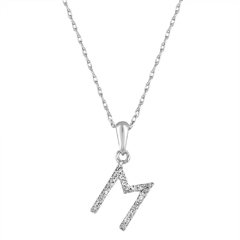 Women’s beaded necklaces-14k Gold & Diamond Initial Necklace- M