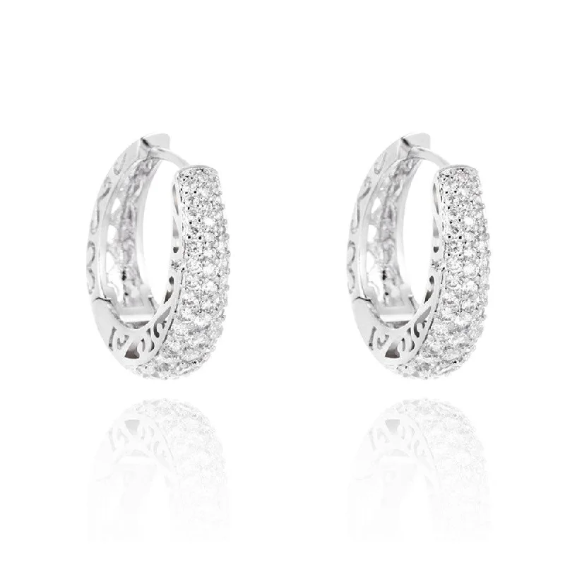 Women’s pearl drop earrings-Crystal Hoop Earrings