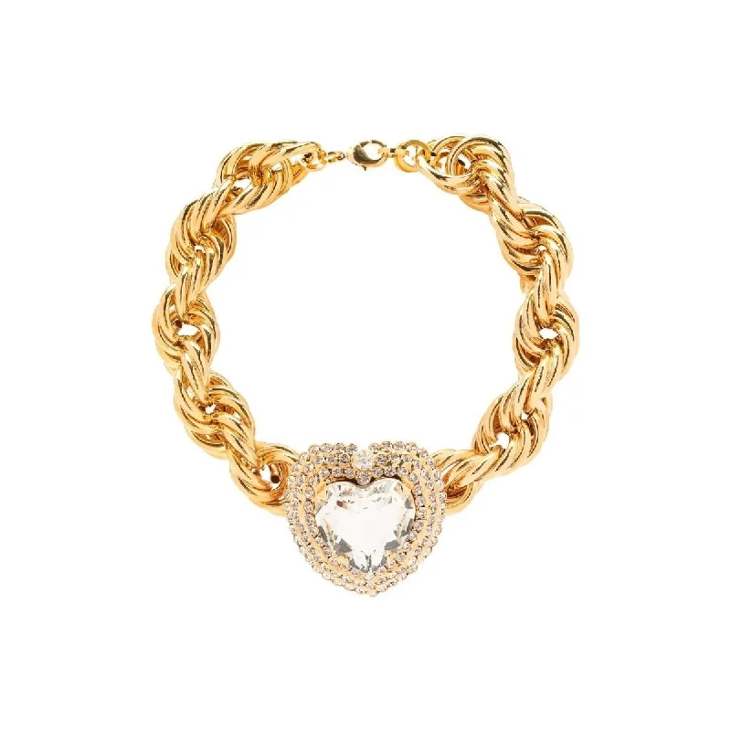 Women’s vintage chain necklaces-Choker with Heart Crystals