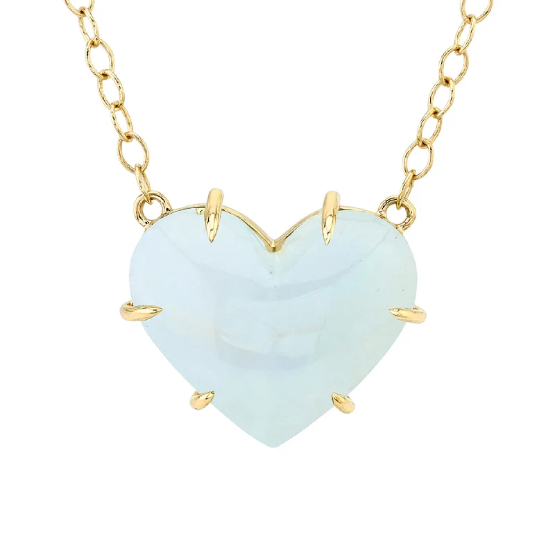 Women’s minimalist necklaces-Ultimate Juicy Heart Necklace - Moonstone / 14k Yellow Gold