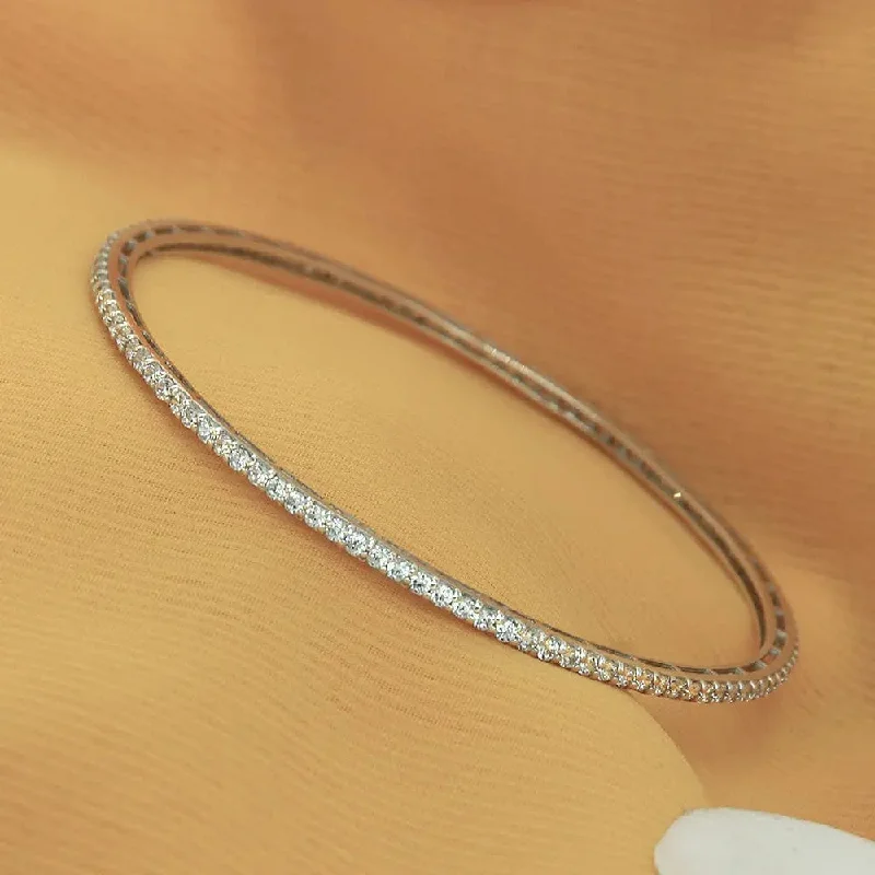 Women’s twisted bangles-Silver zircon bangle