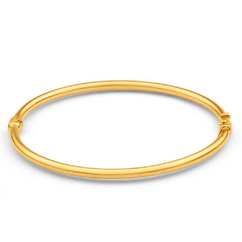 Women’s stacking bracelets-9ct Yellow Gold Silver Filled Plain Oval Hinge Bangle