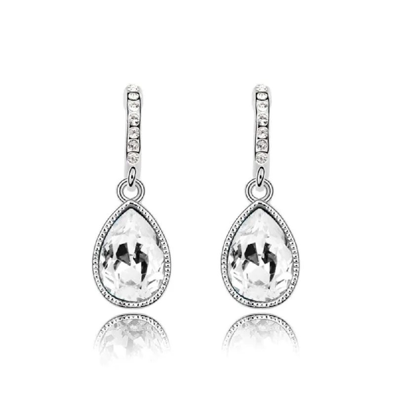 Women’s crystal hoop earrings-Crystal Teardrop Earrings