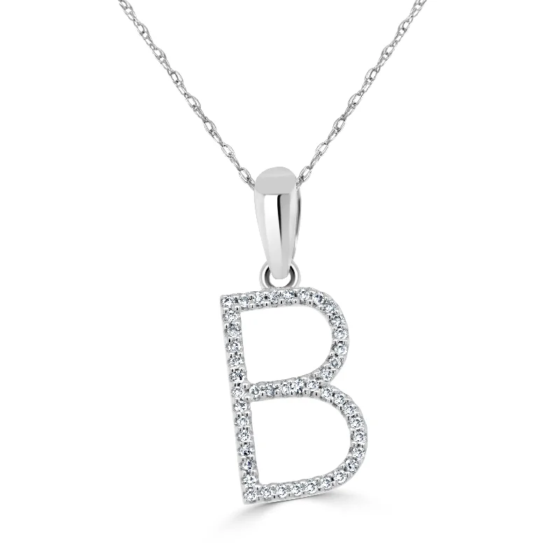 Women’s butterfly necklaces-14k White Gold & Diamond Initial Necklace