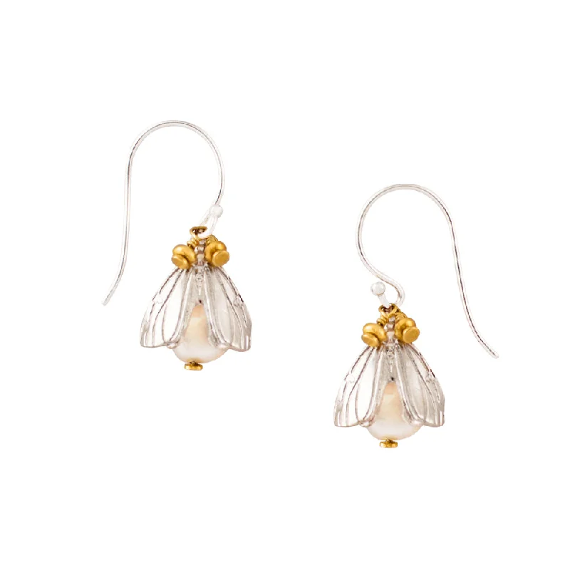 Women’s geometric statement earrings-Vivvi Bug Earrings in Pearl | Available to ship January 28th, 2025