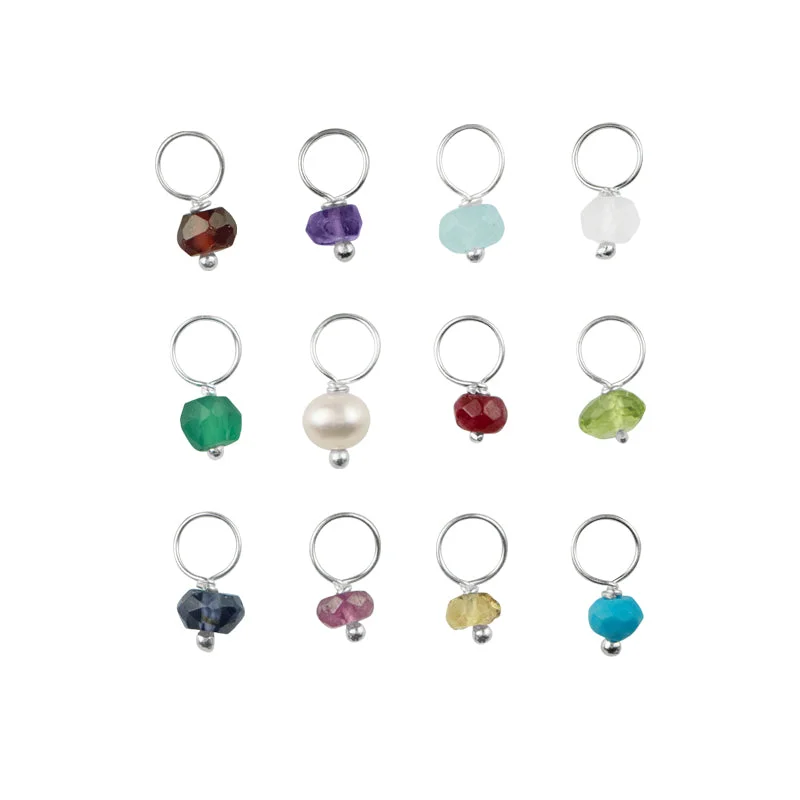 Women’s infinity earrings-Birthstone Rondelle Charms