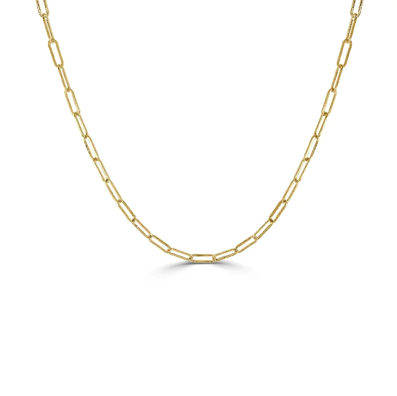 Women’s birthstone necklaces-14k Gold Paperclip Link Necklace