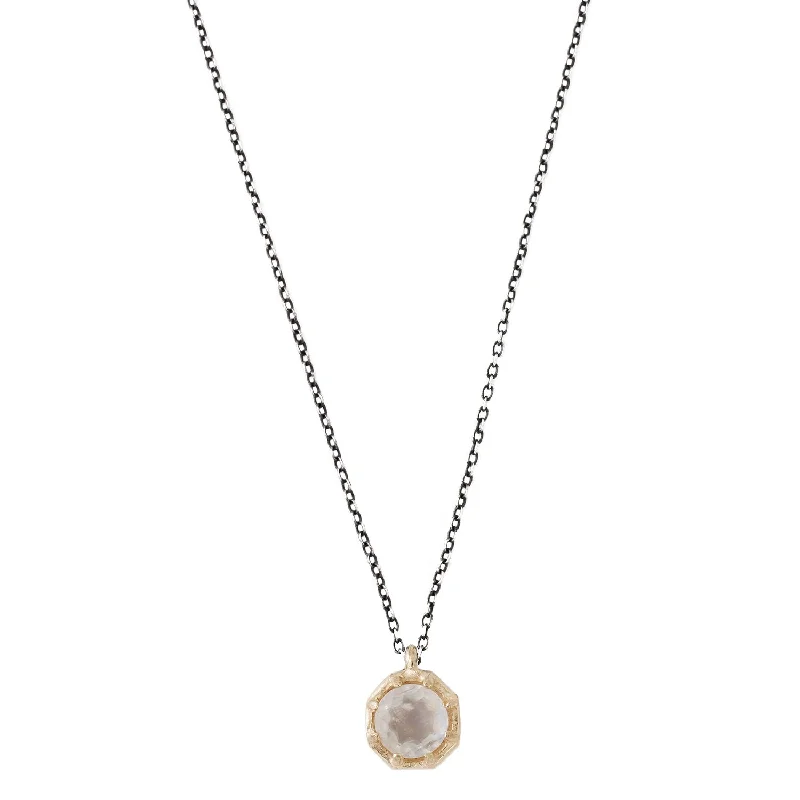 Women’s gemstone necklaces-Rainbow Moonstone Octagon Necklace