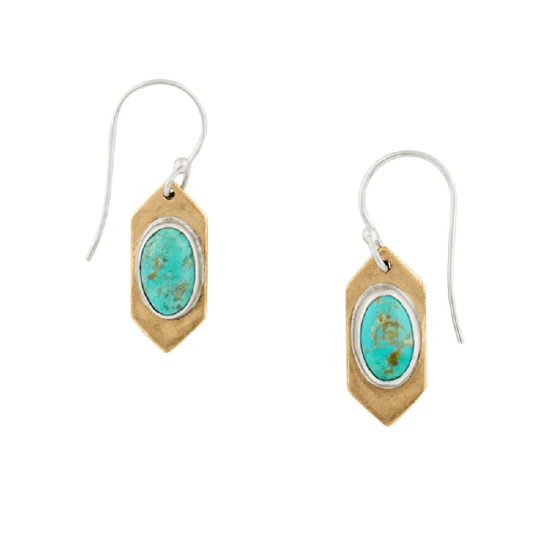 Women’s leaf drop earrings-Turquoise Empire Earrings