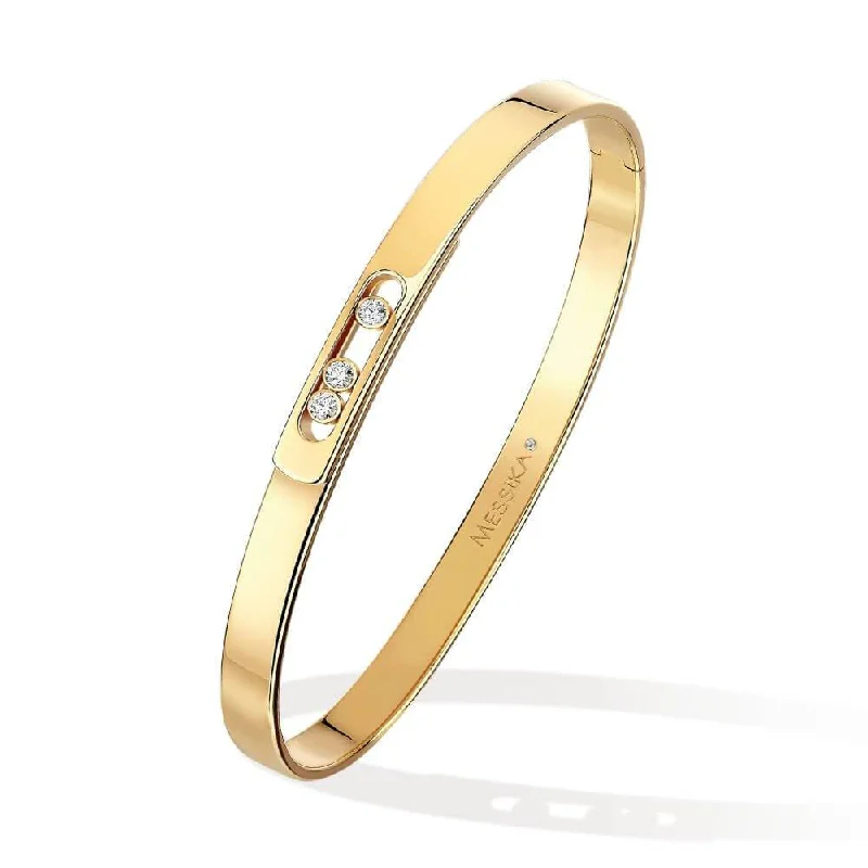 Women’s silver chain bracelets-Move Noa 18ct Yellow Gold Diamond Set Bangle