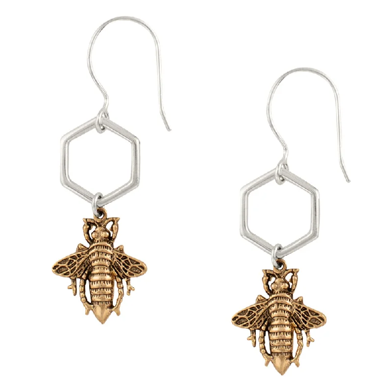 Women’s bar earrings-Queen Bee & Honeycomb Earrings