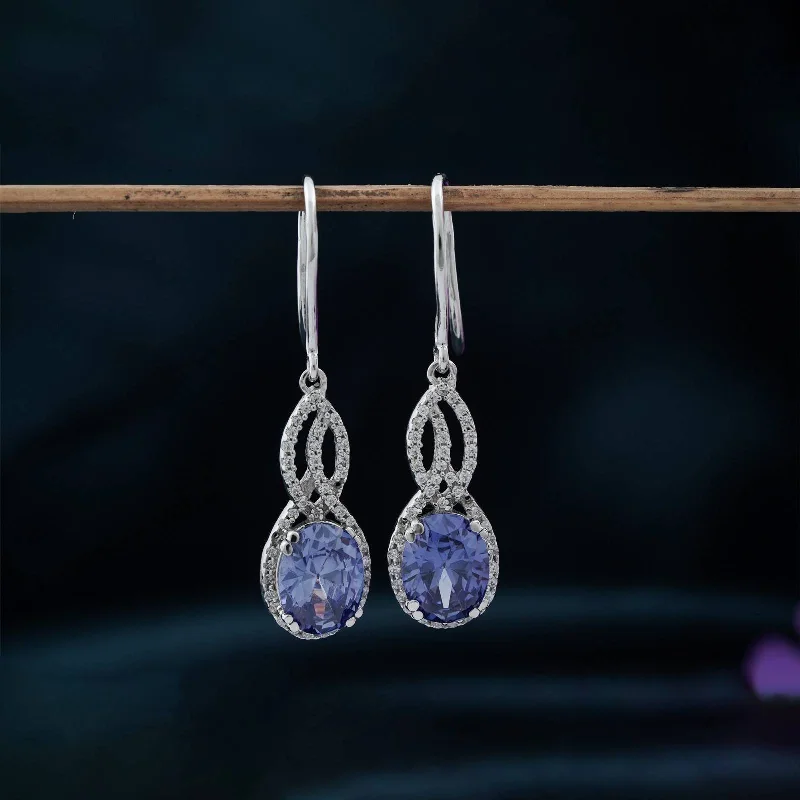 Women’s modern earrings-Silver Blue Night Dangle Earrings