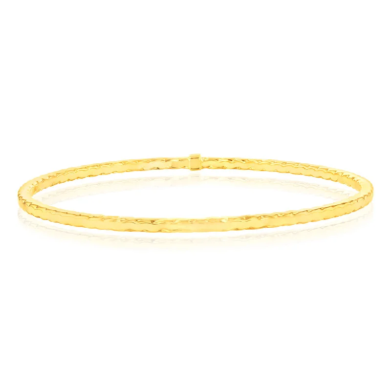 Women’s colorful bangles-9ct Yellow Gold Textured 65mm Bangle