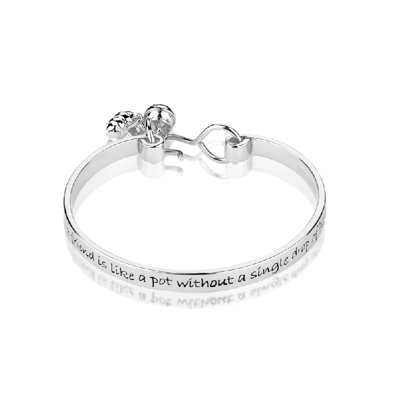 Women’s engraved charm bracelets-Disney White Gold Plated Winnie The Pooh 60mm Friendship Bangle