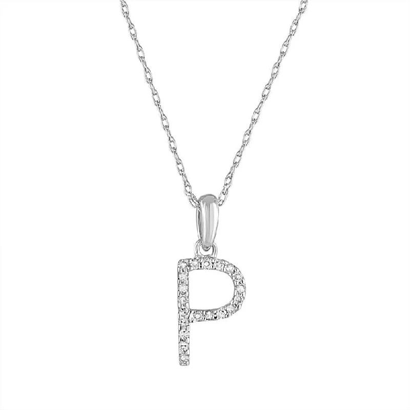 Women’s heart-shaped necklaces-14k Gold & Diamond Initial Necklace- P