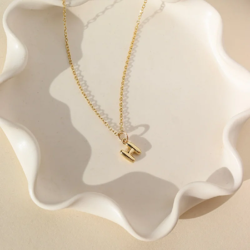 Women’s dainty necklaces-Tiny Bubble Initial Charm Necklace