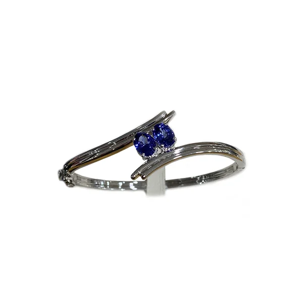 Women’s charm bracelets-Sterling Silver Tanzanite Bangle