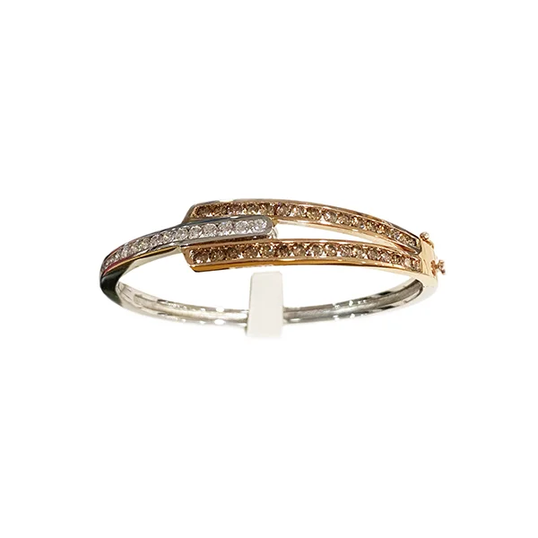 Women’s gold bangle bracelets-14k Two Tone Brown Diamond Bangle