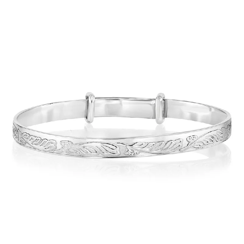 Women’s custom bracelets-Sterling Silver Engraved Expandable Baby Bangle