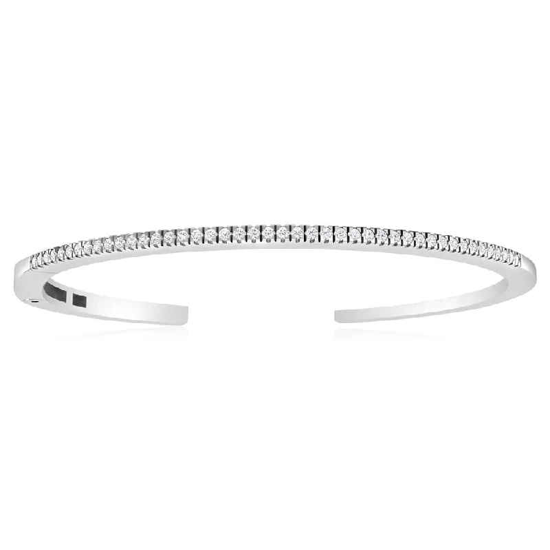 Women’s vintage bangles-Sterling Silver Cubic Zirconia On Open Bangle