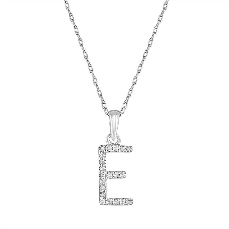 Women’s silver necklaces-14k Gold & Diamond Initial Necklace- E