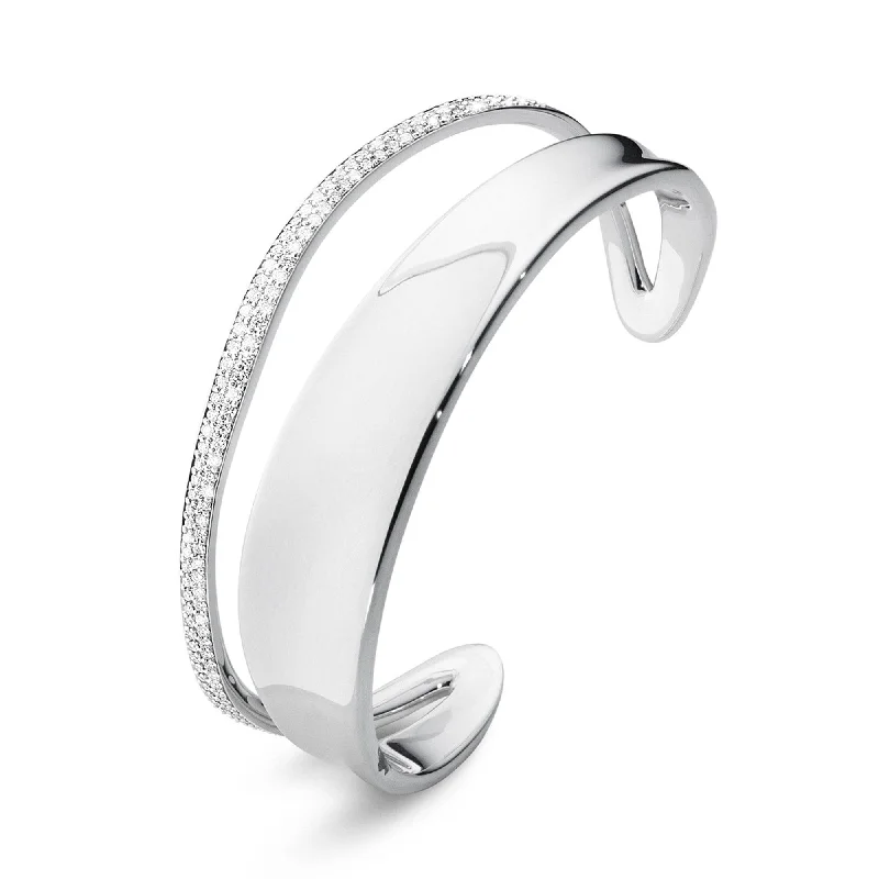 Women’s minimalist bracelets-Marcia Sterling Silver Diamond Set Bangle