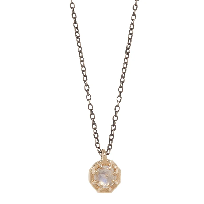 Women’s crystal necklaces-Small Moonstone Octagon Necklace