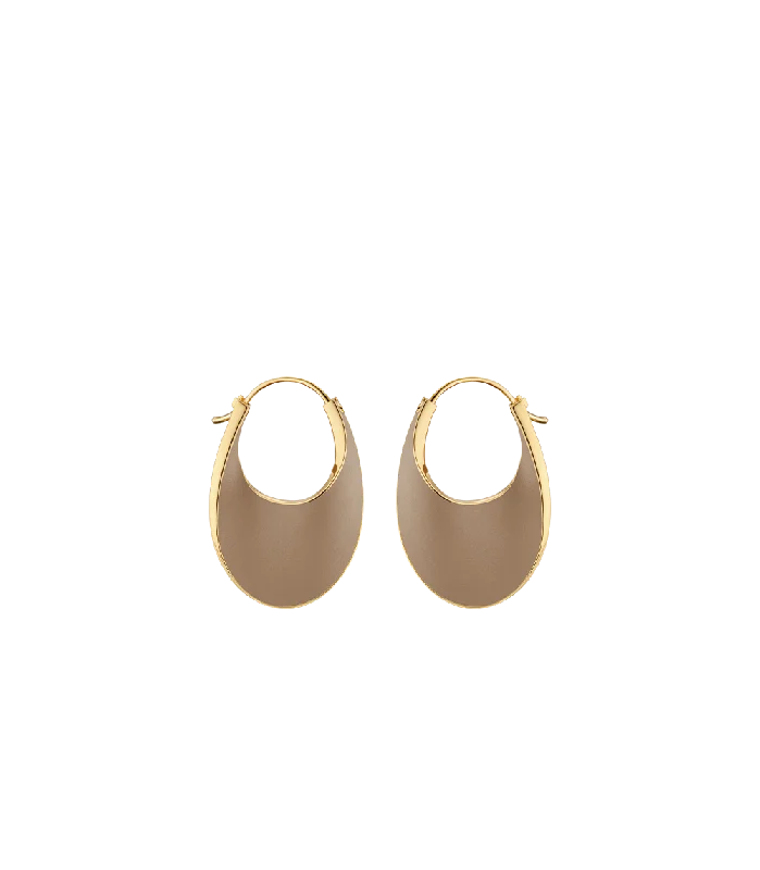 Women’s gold drop earrings with diamonds-Éole Slim Hoop Earrings - Taupe Leather