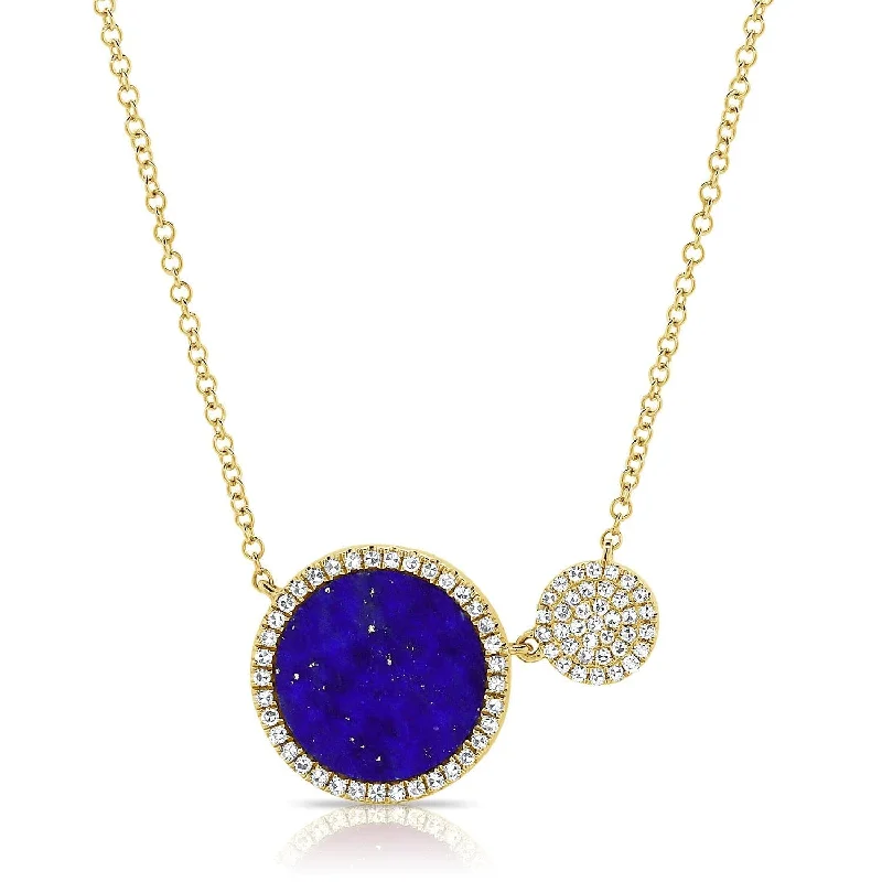 Women’s moon and star necklaces-14k Gold & Diamond Lapis Necklace