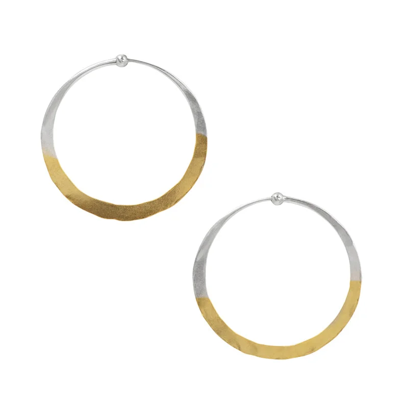 Women’s opal earrings-Gold Dipped Hammered Hoops - 1 1/2"