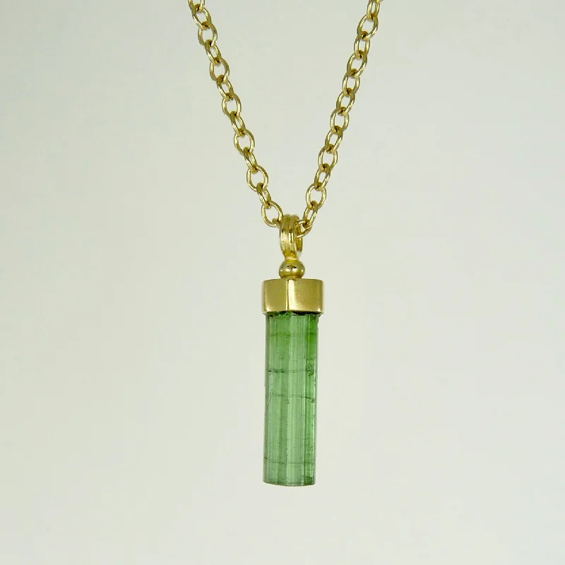 Women’s diamond pendant necklaces-Large Tourmaline Wand set in 18ct gold