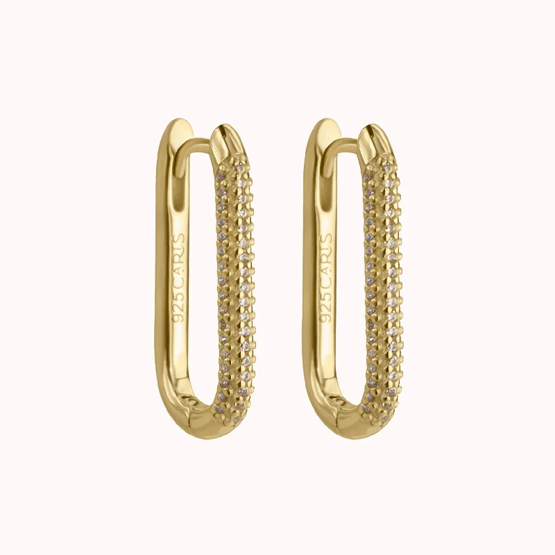 Women’s cubic zirconia earrings-Pavé Paperclip Hoop Earrings