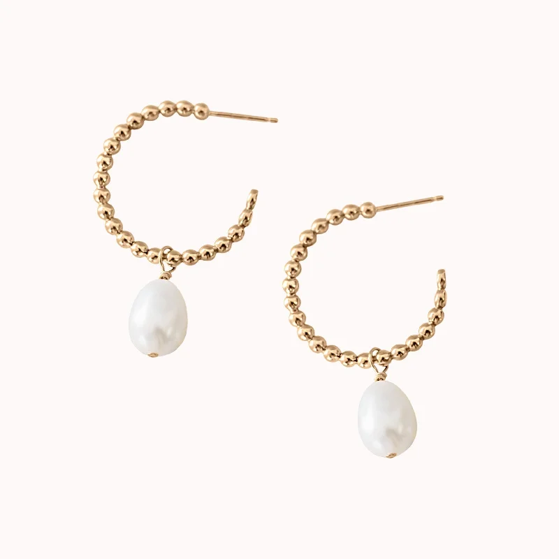 Women’s stud earrings-Avila Pearl Hoop Earrings