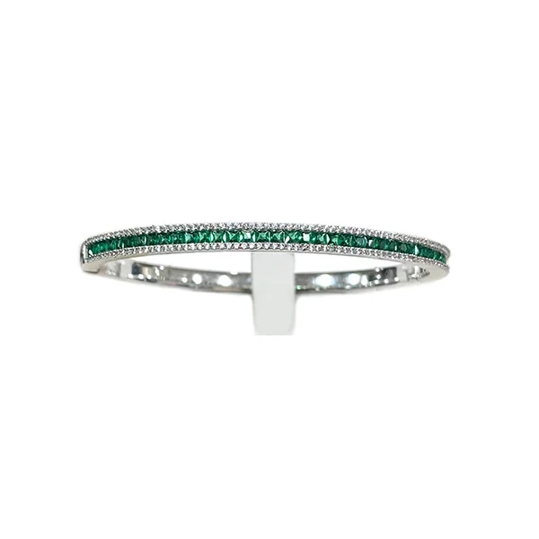 Women’s vintage bangles-Sterling Silver Emerald Bangle