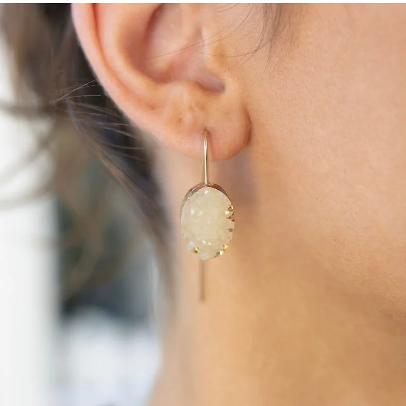 Women’s handmade earrings-Ice Druzy Quartz Earrings