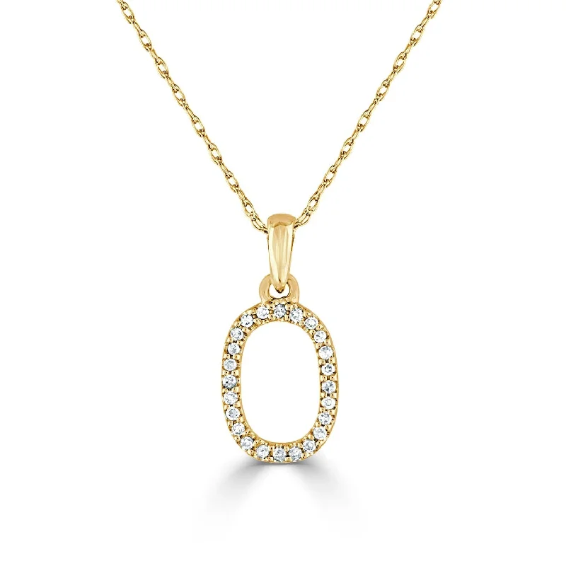 Women’s heart necklaces with diamonds-14k Gold & Diamond Initial Necklace- O