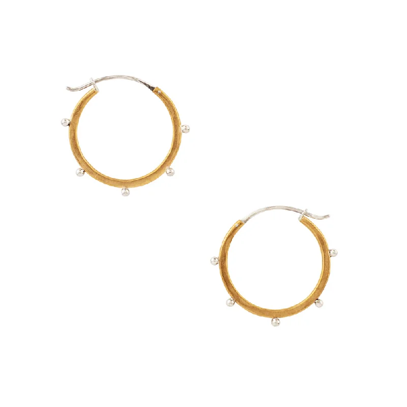 Women’s chandelier earrings-Horizon Hoops in Bronze & Silver - 1"